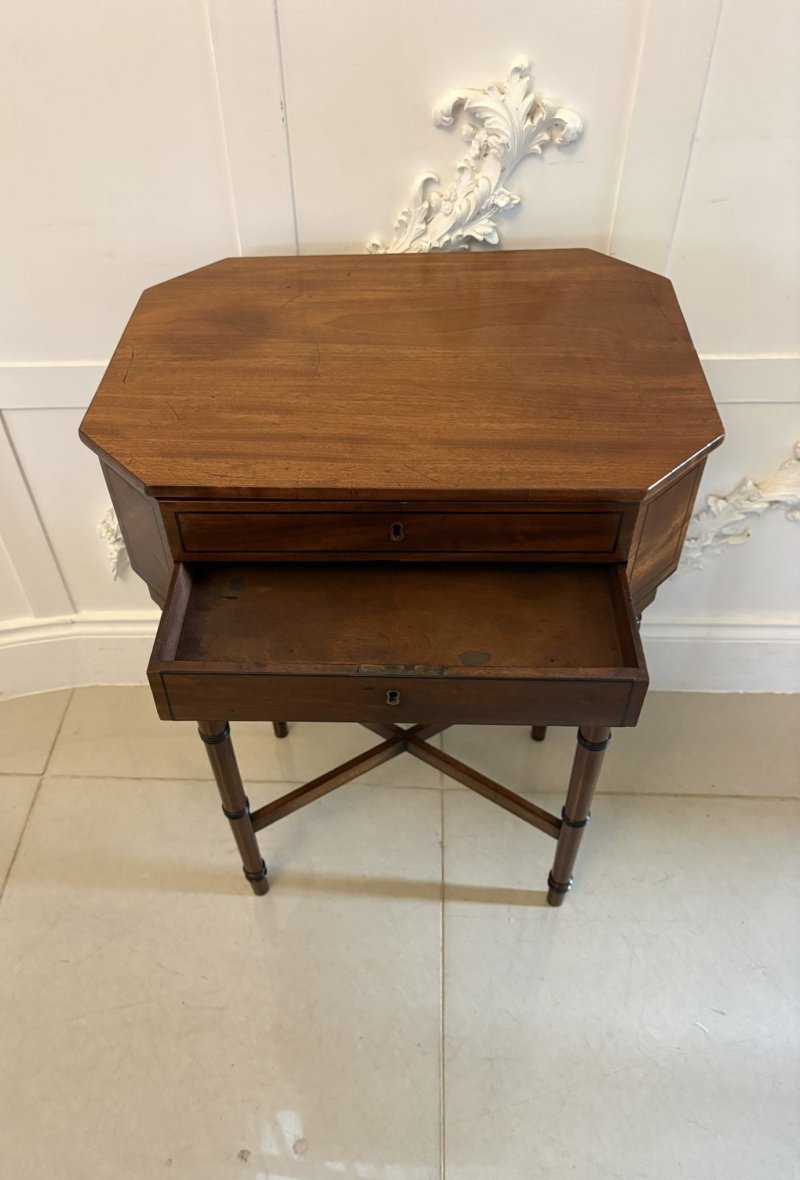 Antique Georgian Mahogany Lamp / Work Table With Removable Sewing Basket - Image 10